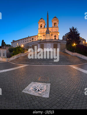 ROME, ITALY - NOVEMBER 1, 2013: Spanish Steps and Trinita del Monti Church in Rome. The monumental stairway of 135 steps was built with French diploma Stock Photo