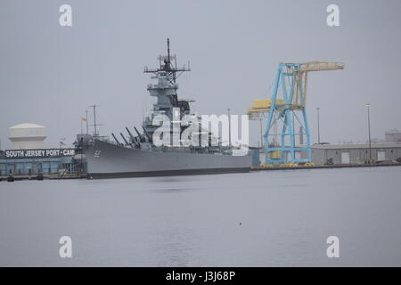 Battleship on South Jersey Port of Camden Stock Photo