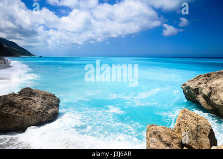 Kathisma Beach, one of the best beaches in Lefkada Island in Ionian Sea, Greece Stock Photo