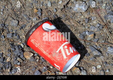 Empty paper cup of Tim Hortons coffee Stock Photo