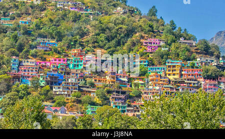 Colors of Kullu - Natural photography of houses in Kullu located in Himachal Pradesh, India. Stock Photo