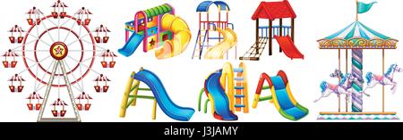 Different rides and play stations illustration Stock Vector