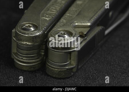 multitool Steel knife macro shot Stock Photo