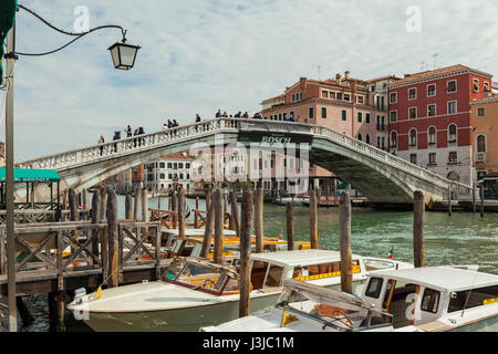 Spring afternoon on Grand Canal in Venice. Scalzi bridge in the distance. Stock Photo