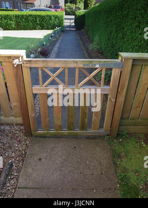 Wooden garden gate and path Stock Photo