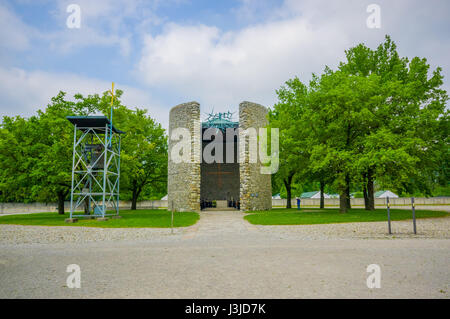 Dachau, Germany - July 30, 2015: Beautiful and symbolic catholic roman monument in honour of the fallen. Stock Photo