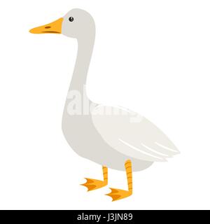 Cute cartoon goose isolated on white vector illustration. Stock Vector