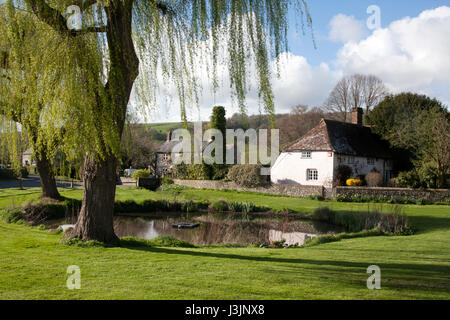 village pond, East Dean, South Downs, nr Chichester, W. Sussex, England Stock Photo