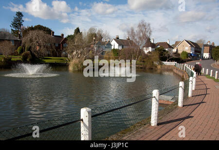 the village pond in Lindfield nr Haywards Heath, mid Weald, West Sussex, England Stock Photo