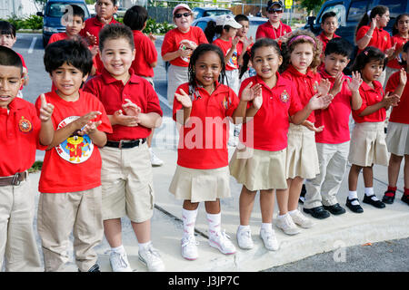 Miami Florida,Spanish Lake Elementary School,International Walk to School Day,student students education pupil youth,safety poster contest,parade,Hisp Stock Photo