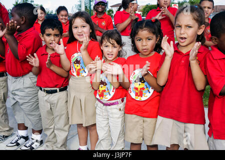 Miami Florida,Spanish Lake Elementary School,International Walk to School Day,student students education pupil youth,safety poster contest,parade,Hisp Stock Photo