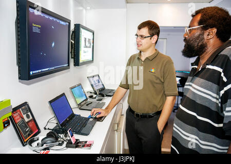 Miami Florida,Coconut Grove,Microsoft Innovative Mobile Lab,smarTECHS,technology,Black Blacks African Africans ethnic minority,adult adults man men ma Stock Photo