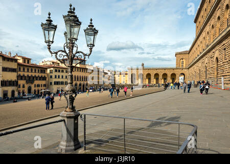 Piazza Dei Pitti and Palazzo Pitti in Florence on a sunny afternoon. Stock Photo