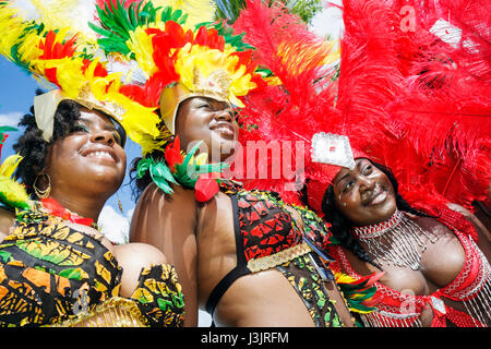 Miami Florida,NE Second 2nd Avenue,Miami Caribbean Carnival,colorful,costume,festival,festivals,parade,Black Blacks African Africans ethnic minority,a Stock Photo