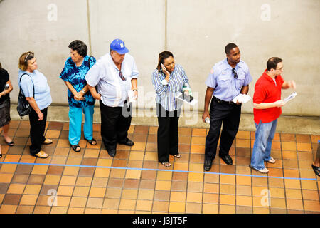 Miami Florida,Stephen P. Clark Government Center,centre,early voting,election,precinct,multicultural,Black Blacks African Africans,Hispanic Latin Lati Stock Photo