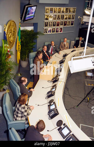 Miami Beach Florida,City Hall,building,State of the City Address,Commission Chambers,Mayor Matti Herrera Bower,municipal government,commissioners,cham Stock Photo