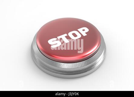 Emergency stop button isolated on white background. 3D illustration ...