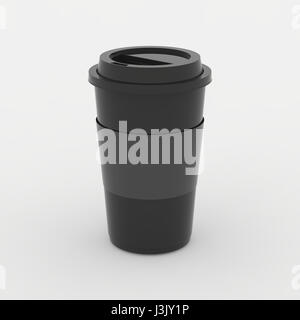 Black coffee cup mock up on white background with soft shadows and highlights. 3d illustrated Stock Photo