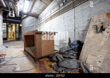 Fallen corridor in a basement of an old building Stock Photo