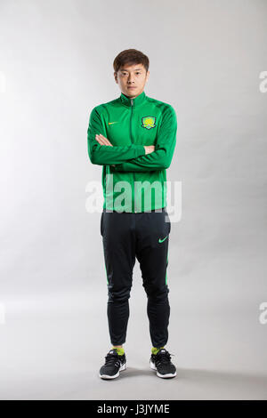 Portrait of Chinese soccer player Zhang Xinxin of Beijing Sinobo Guoan F.C. for the 2017 Chinese Football Association Super League, in Benahavis, Marbella, Spain, 18 February 2017. Stock Photo