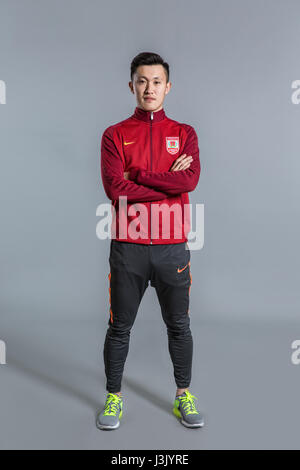 Portrait of Chinese soccer player Liu Yu of Changchun Yatai F.C. for the 2017 Chinese Football Association Super League, in Chongqing, China, 24 February 2017. Stock Photo