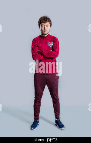 Portrait of Chinese soccer player Liu Yu of Chongqing Dangdai Lifan F.C. for the 2017 Chinese Football Association Super League, in Chongqing, China, 23 February 2017. Stock Photo