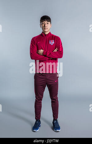 Portrait of South Korean soccer player Jung Woo-young of Chongqing Dangdai Lifan F.C. for the 2017 Chinese Football Association Super League, in Chongqing, China, 23 February 2017. Stock Photo