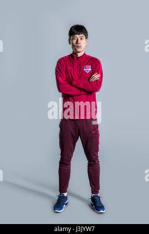 Portrait of Chinese soccer player Liu Huan of Chongqing Dangdai Lifan F.C. for the 2017 Chinese Football Association Super League, in Chongqing, China, 23 February 2017. Stock Photo