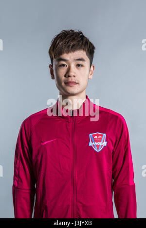 Portrait of Chinese soccer player Fang Jingqi of Guangzhou Evergrande ...
