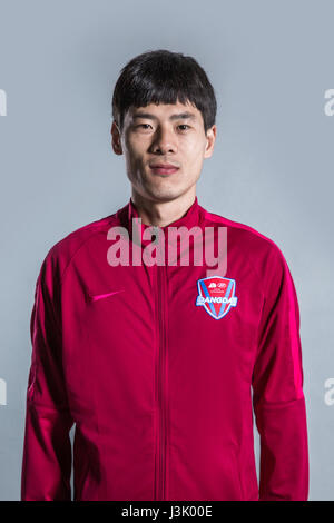 Portrait of Chinese soccer player Liu Huan of Chongqing Dangdai Lifan F.C. for the 2017 Chinese Football Association Super League, in Chongqing, China, 23 February 2017. Stock Photo