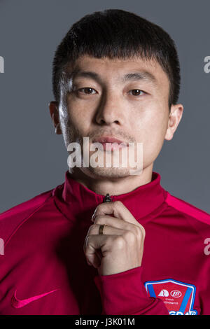 Portrait of Chinese soccer player Liu Weidong of Chongqing Dangdai Lifan F.C. for the 2017 Chinese Football Association Super League, in Chongqing, China, 23 February 2017. Stock Photo