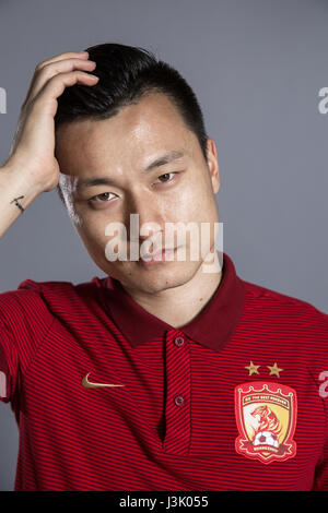 Portrait of Chinese soccer player Gao Lin of Guangzhou Evergrande Taobao F.C. for the 2017 Chinese Football Association Super League, in Guangzhou city, south China's Guangdong province, 18 February 2017. Stock Photo