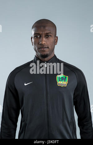 Portrait of Egyptian soccer player Ali Ghazal of Guizhou Hengfeng Zhicheng F.C. for the 2017 Chinese Football Association Super League, in Guiyang city, southwest China's Guizhou province, 23 February 2017. Stock Photo