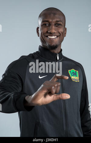 Portrait of Egyptian soccer player Ali Ghazal of Guizhou Hengfeng Zhicheng F.C. for the 2017 Chinese Football Association Super League, in Guiyang city, southwest China's Guizhou province, 23 February 2017. Stock Photo