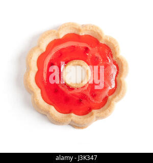Cookie with red jam isolated on white Stock Photo