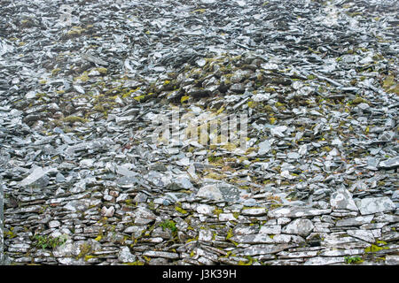 A frame full of disused slate from a nearby quarry, taken in little langdale, England Stock Photo