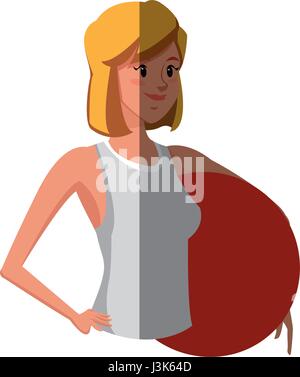 girl sport holding fitball gym design graphic Stock Vector Image & Art ...