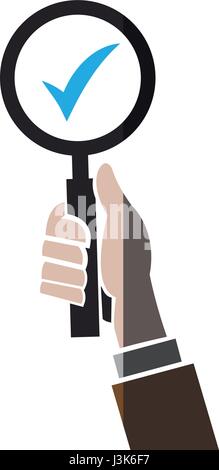 hand holding loupe search check list concept shadow Stock Vector