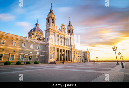 The Almudena Cathedral is the cathedral of Madrid, Spain, and is a modern building concluded in 1993. It is one of the attractions of the city. Stock Photo