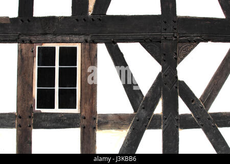 half-timbered wall with window Stock Photo