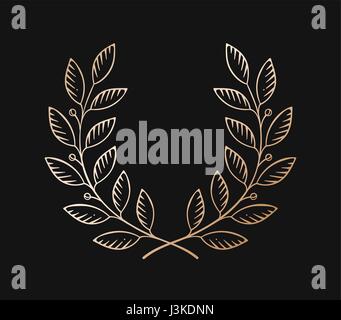 Black hand drawn laurel wreath heraldic frame. depicting an award ...