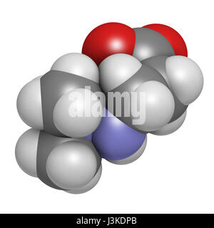 Meldonium anti-ischemic drug molecule. Used in treatment of angina and myocardial infarction. Atoms are represented as spheres with conventional color Stock Photo