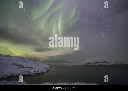 Northern Lights on the Kola Peninsula. Teriberka, Murmansk region, Russia. Stock Photo