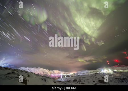 Northern Lights on the Kola Peninsula. Teriberka, Murmansk region, Russia. Stock Photo