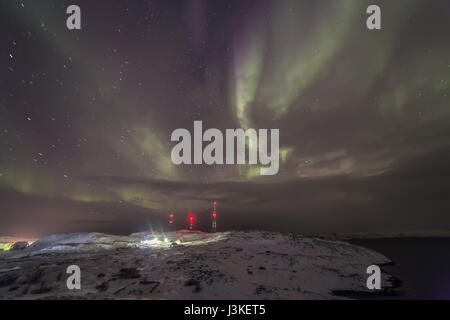 Northern Lights on the Kola Peninsula. Teriberka, Murmansk region, Russia. Stock Photo