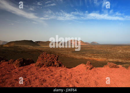 The landscape of Timanfaya National Park, on the island of Lanzarote. Stock Photo