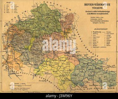 Heves county administrative map Stock Photo