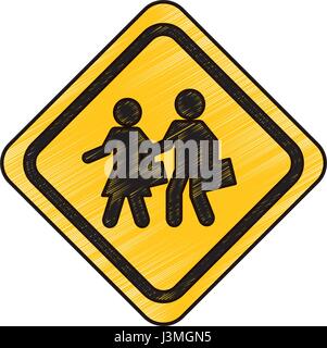 Students on the road traffic signal icon Stock Vector