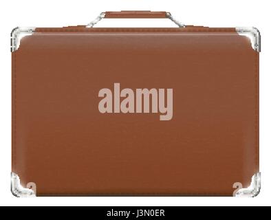 classic brown travel suitcase bag on a white background Stock Vector