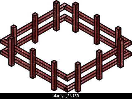 farm fence isometric icon Stock Vector